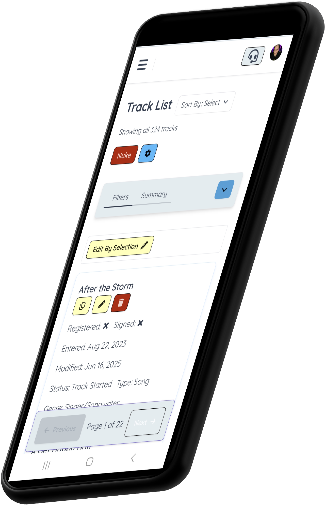 Composer Catalog on a phone Composer Catalog on a phone