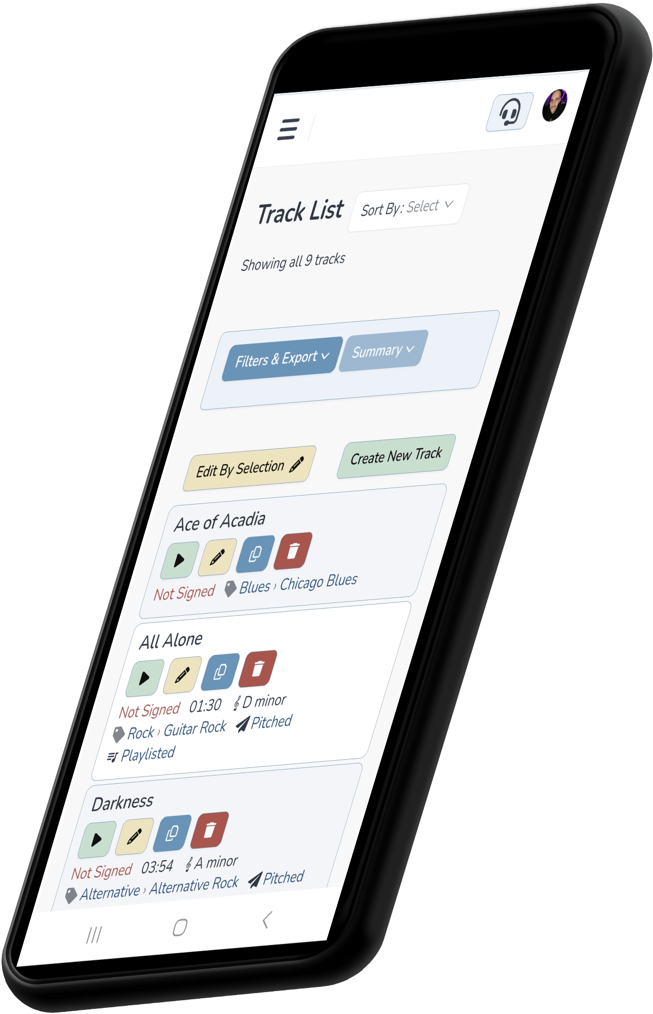 Composer Catalog on a phone